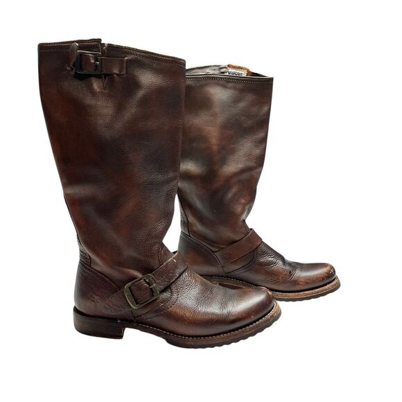 Frye Tall Veronica Boots Leather Engineer Size 9 - Picture 1 of 11
